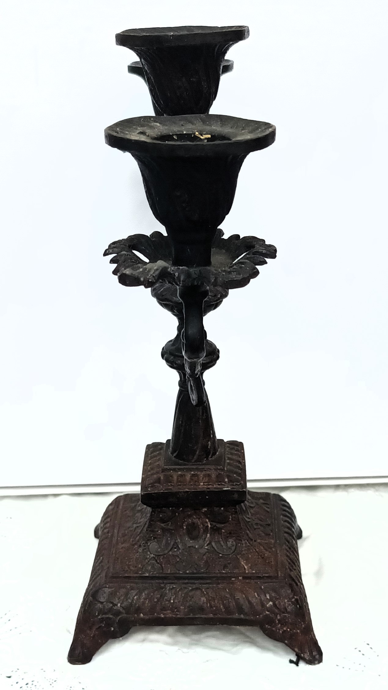 Antique English Victorian Cast Iron Candelabra - Image 4
